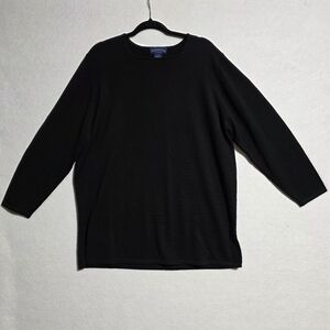 CHARTER CLUB 100% MERINO WOOL SQUARE NECK BLACK SWEATER SZ 2X